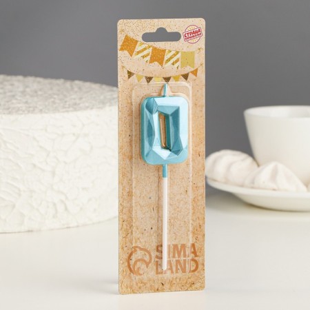 Candle in the cake on the skewer "Almaz", the number "0", blue, 4.8x2.6 cm-4