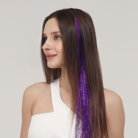 Hair strand, rain, clock, 50 cm, purple color-1