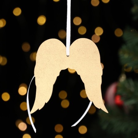 Christmas tree decoration "Angel Wings", MDF, 9x9 cm-1