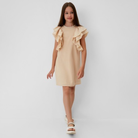 Платье для девочки MINAKU: Cotton Collection цвет светло-бежевый, рост 122-13