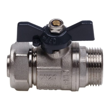 Ballic Aqualink, Pn 10, 3/4 "x 20 mm, external thread/ts, butterfly, nickel.-1