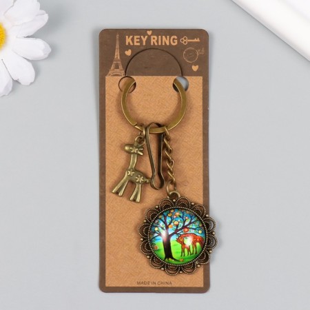 Frill metal, glass with a carbine "Giraffe and a tree in the medallion" Bronze 9.5 cm