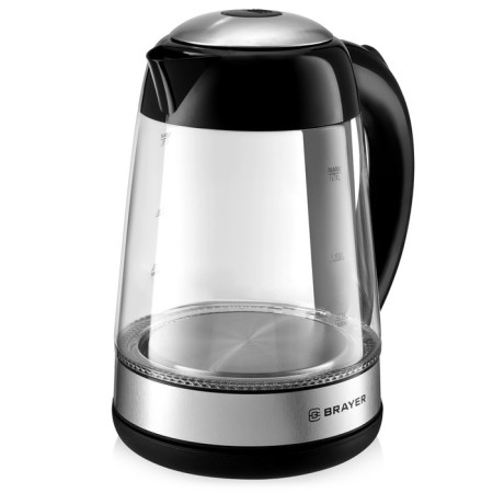 Electric kettle Brayer BR1012BK, glass, 1.7 l, 2200 watts, black-silver-2
