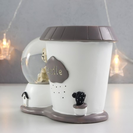 Souvenir Polystone Water Ball Light/For the hands "Bear and House" MIX 12x8x17 cm-4