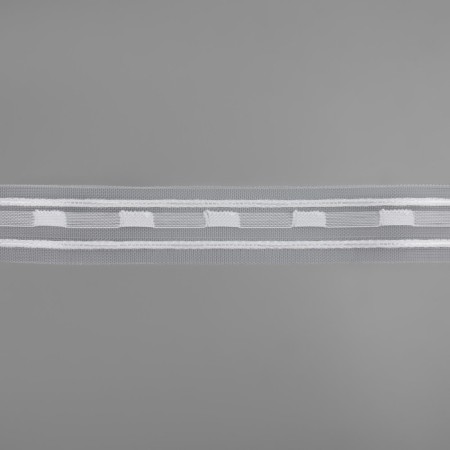Curtain tape, organza, 3 cm, 6 ± 1 m, transparent/white color-3