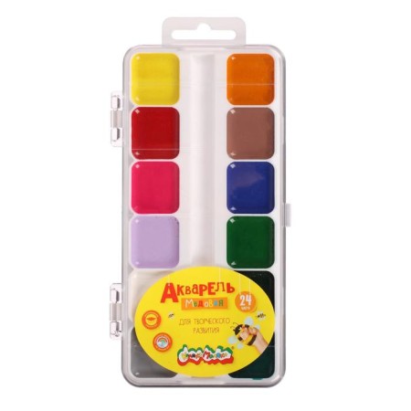 Watercolor 24 colors "Kalyak-Malyak", honey, without brush, plastic-3