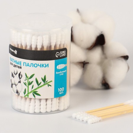 Cotton sticks in the tube 100 pcs., Tip - spiral, cotton/bamboo (stick)-1