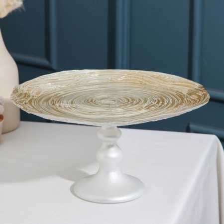 Serving dish "ancient rose", d = 28 cm, on the leg, gold color