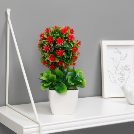 Bonsai in a pot "Tree with flowers in greenery" 7x21 cm, mix