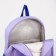 A backpack with a zipper, 4 outer pockets, lilac color/blue color