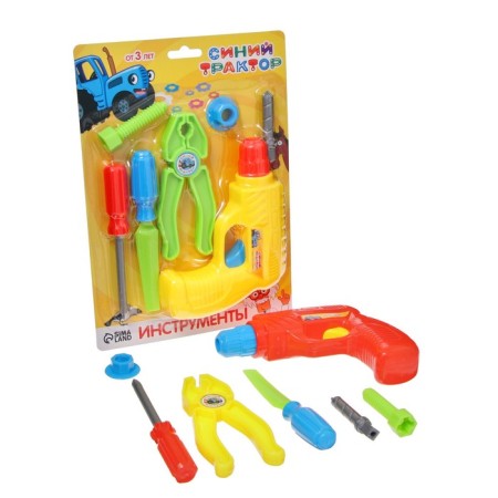 Set of tools Blue Tractor, 7 objects, color mix