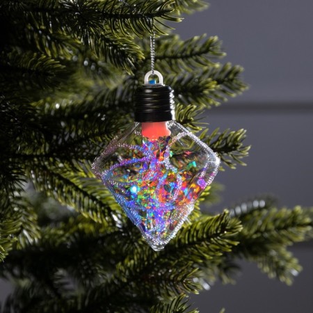 Fir -tree ball "Frosty crystal", batteries, 1 LED, glow warm white-2