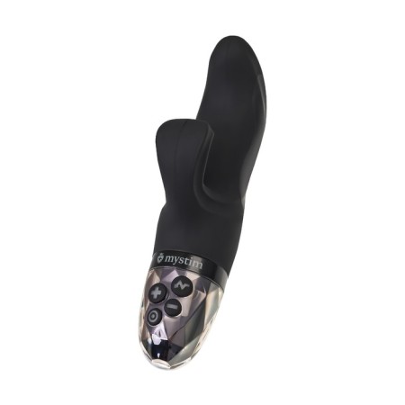 Vibrator Mystim Hop Hop Bob with electrical stimulation, 16.5 cm, silicone, black color-7