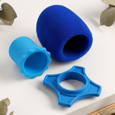 A set of accessories for the Music Life microphone: wind protection, rings, blue, d-3.7 cm-1