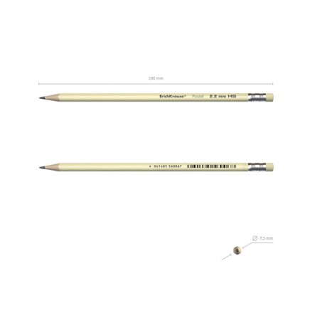 Chernographic pencil with Erichkrause Pastel, HB, Grifel D = 2.2 mm, wood, three -sided in a box, mix-2