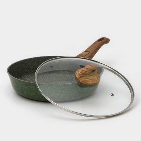 Forest frying pan "Forest", d = 28 cm, glass cover, removable handle, anti -stick coating-1