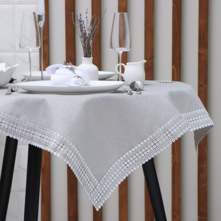 Gnital tablecloth with rhinestones, 85 x 85 ± 5 cm, gray color, p/e color