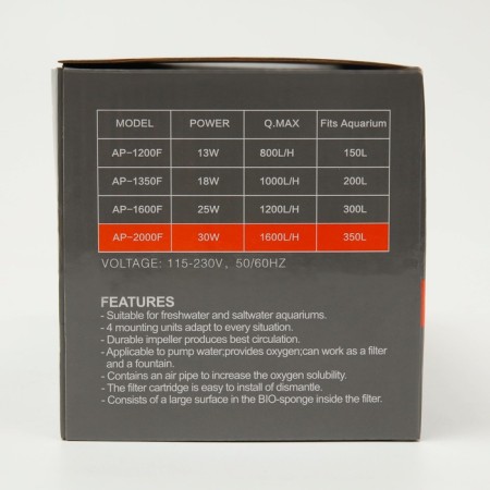 Internal filter Hidom AP-2000F, 1600 l/h, 30 watts, four-chamber-6