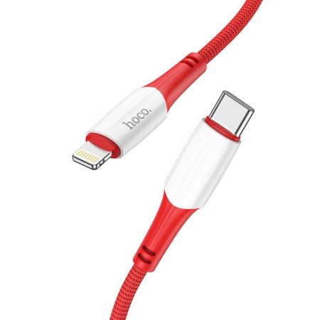 Hoco X70, Lightning cable - Type -C, PD 20 W, 2.4 A, 1 m, nylon braid, red-1