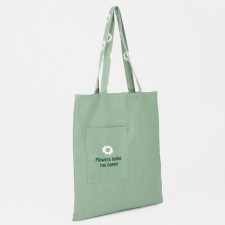 Сумка-шопер двусторонняя, без застёжки, наружный карман, цвет зелёный