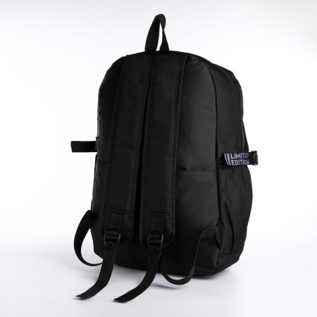 School backpack on lightning from textiles, 5 pockets, black color-3