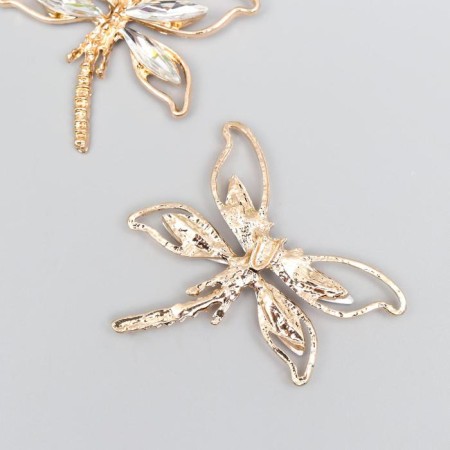 Decor for creativity Metal "Dragonfly" gold, rhinestones 4.3x3.8 cm-1