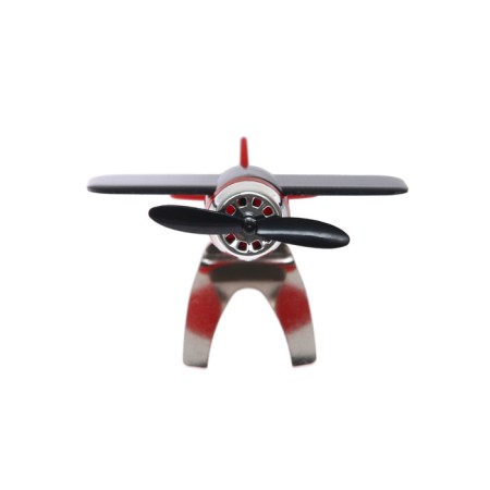 A toy on a car panel, a plane, a propeller spins from the sun, black-4
