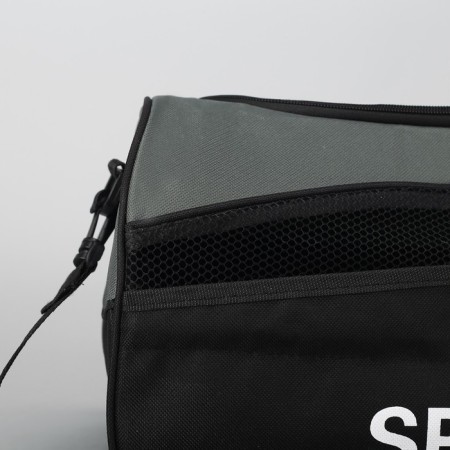 Sports bag with lightning, external pocket, long belt, black/gray color-3