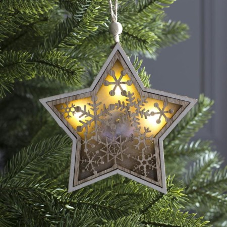 Christmas tree toy "Star in snowflakes", from batteries, glow warm white