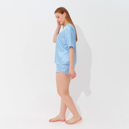 Female pajamas (shirt, shorts) minku: Light Touch, Blue color, size 48-2