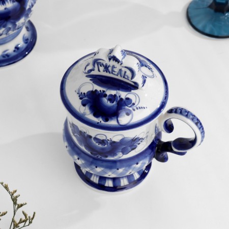 Gzhelskaya mug, Gzhel, porcelain, 17x10 cm-2