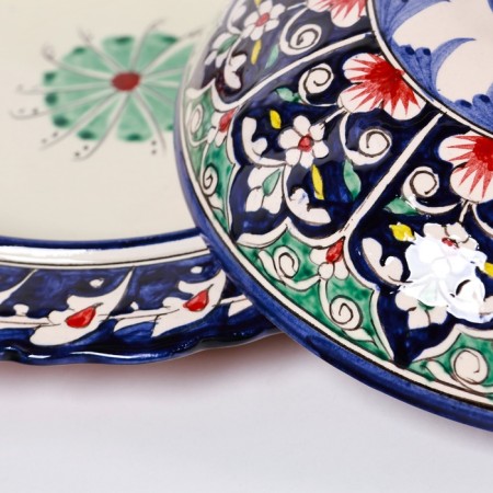The pancake of the Rishtan ceramics "Patterns", 24 cm, blue-2