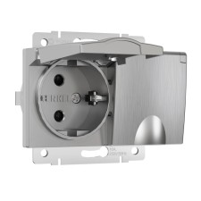 The W1172209 Double moisture protection socket, with grounding, with protective lids and curtains, silver reef