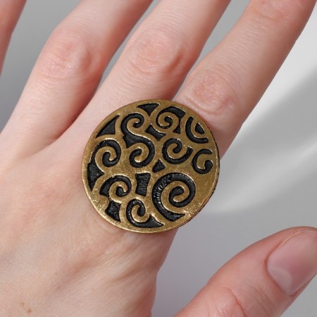 Ring of "ethnic" patterned circle, color black gold, dimensionless-2