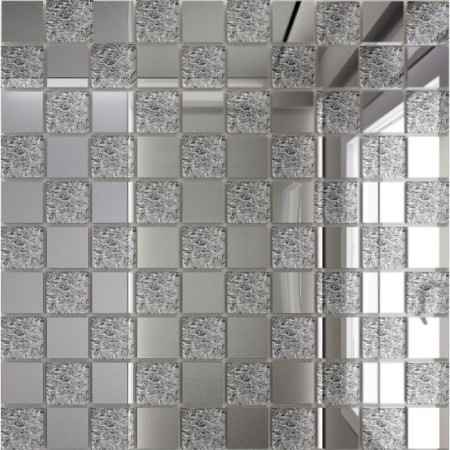Silver mirror mosaic (50%) + "Crystal" (50%) with chip 25x25 mm