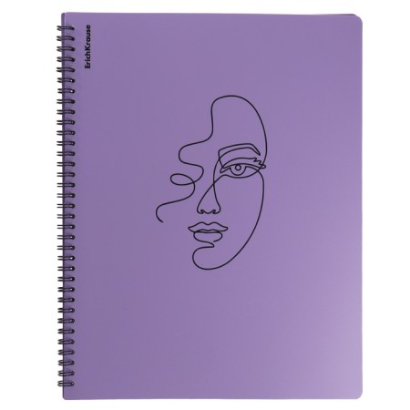Folder 20 inserts on spirals, A4, 600 μm, Erichkrause "Manga Faces", texture "Sand", purple, mix-4