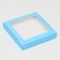 Self -charged box, with a blue window, 19 x 19 x 3 cm