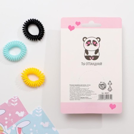 A set of rubber bands for hair "Panda", 3 pcs.-2