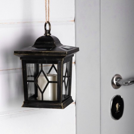 Lamp on the solar battery Uniel "Lantern" 14x22 cm, IP44, 1 LED, EFF. flame, t/white-1