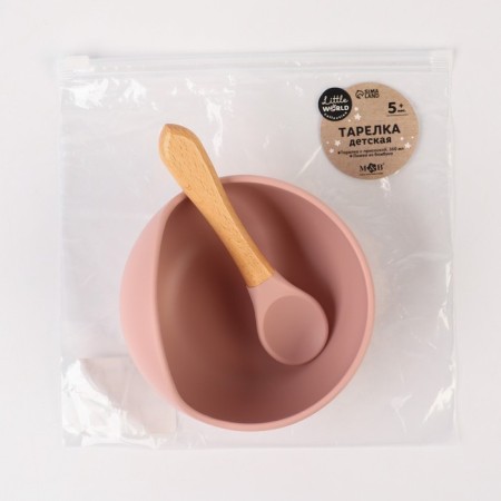 Baby plate on a suction cup, spoon, m & b, dusty rose-4