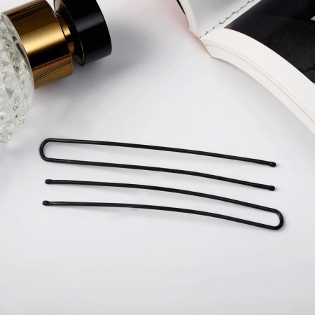Hair hairpin "Narodnaya" 8.5 cm, black (set 10 pcs)