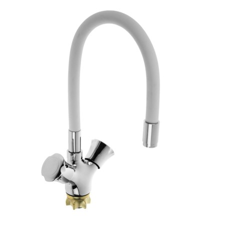 Accoona A4883G kitchen mixer, two -wound, silicone spout, silumin, white/chrome