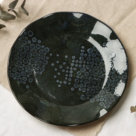 Ceramic plate "Stone", 21.5 cm, dark gray color-1