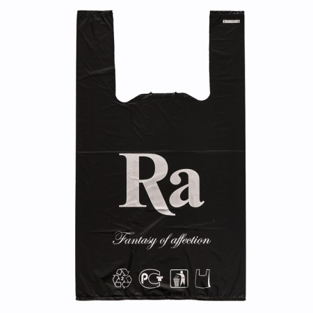 Package Polyethylene T -shirt 30 + 16 x 53 cm, 18 μm, black "Ra"