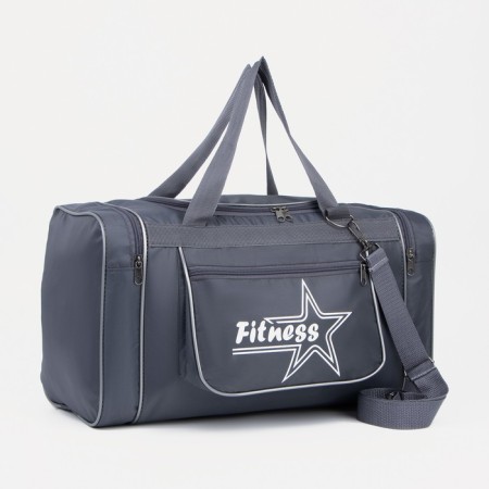 Sports bag, lightning department, 3 outer pockets, long belt, gray color