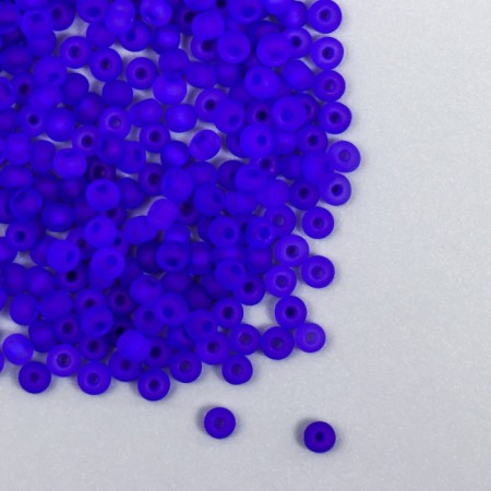 Glass beads 8/0 "matte translucent. Sapphire" 10 g