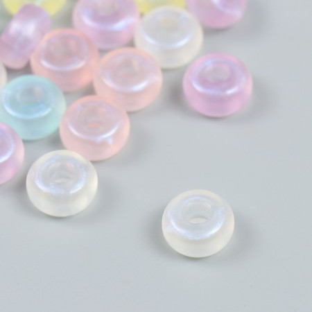 Plastic beads "flattened rings colored, pearl shine" set 20 g mix 0.7x1.3 cm-1