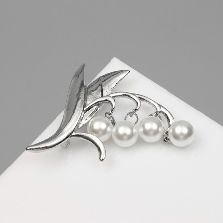 Brooch "Lundies", white color in silver-3