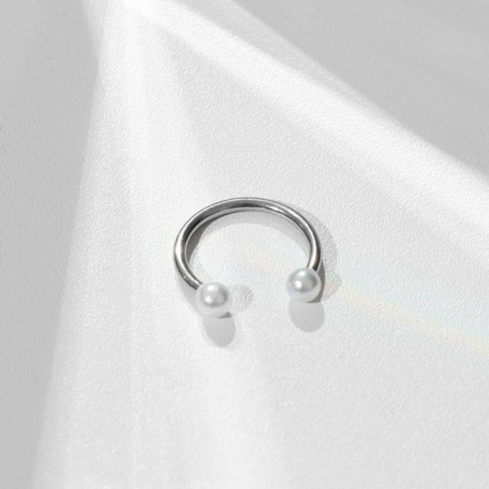Piercing in the eyebrow "Pearl" duo, d = 10mm, white color in silver