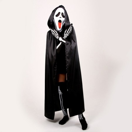 Carnival costume "Halloween Black", raincoat 120 cm, mask, golf, gloves-3